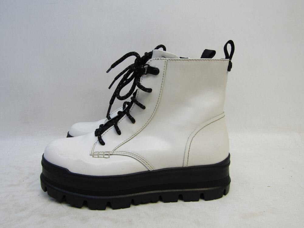 UGG Womens Size 8 M White Leather Zip Lace Up Ankle Boots